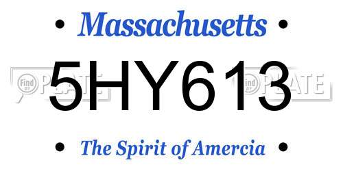 5HY613 Massachusetts License Plate