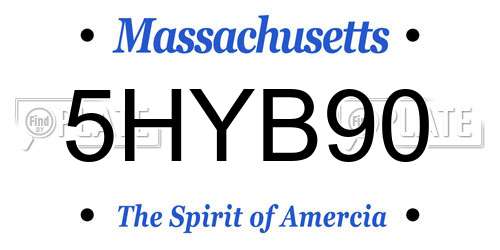 5HYB90 Massachusetts License Plate
