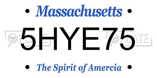 5HYE75 Massachusetts License Plate