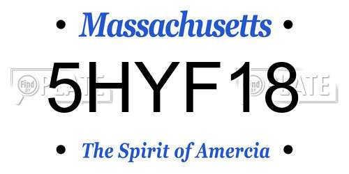 5HYF18 Massachusetts License Plate