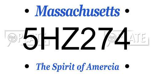 5HZ274 Massachusetts License Plate