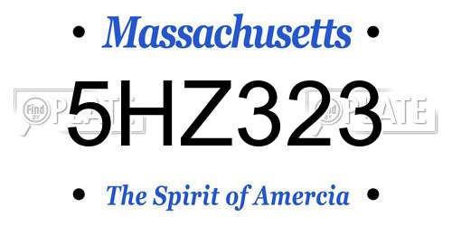 5HZ323 Massachusetts License Plate
