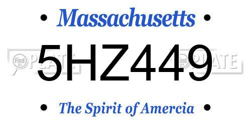 5HZ449 Massachusetts License Plate
