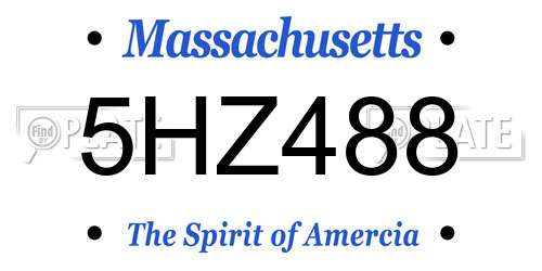 5HZ488 Massachusetts License Plate