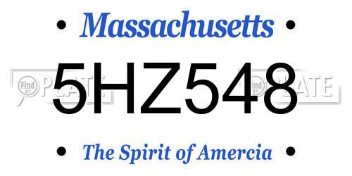 5HZ548 Massachusetts License Plate
