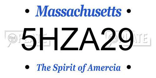 5HZA29 Massachusetts License Plate