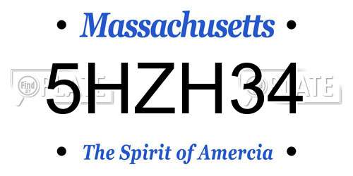 5HZH34 Massachusetts License Plate