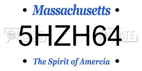 5HZH64 Massachusetts License Plate