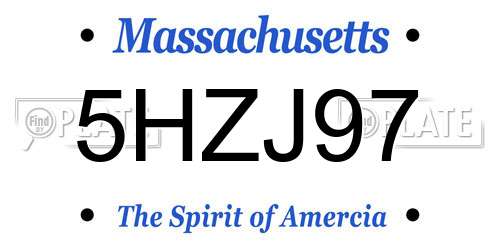 5HZJ97 Massachusetts License Plate