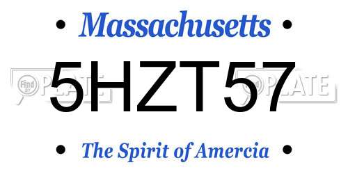 5HZT57 Massachusetts License Plate
