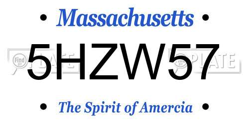 5HZW57 Massachusetts License Plate