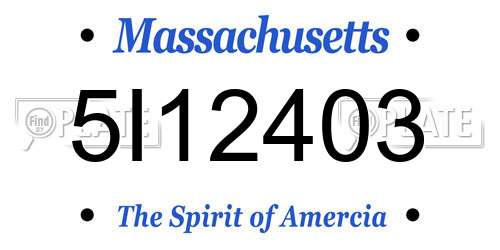5I12403 Massachusetts License Plate