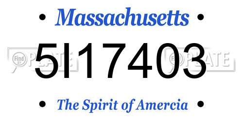 5I17403 Massachusetts License Plate