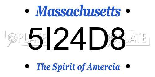 5I24D8 Massachusetts License Plate
