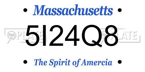 5I24Q8 Massachusetts License Plate