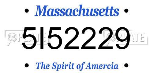 5I52229 Massachusetts License Plate