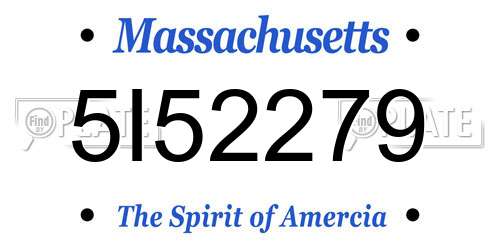 5I52279 Massachusetts License Plate