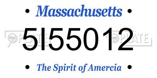 5I55012 Massachusetts License Plate