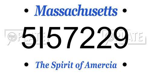 5I57229 Massachusetts License Plate