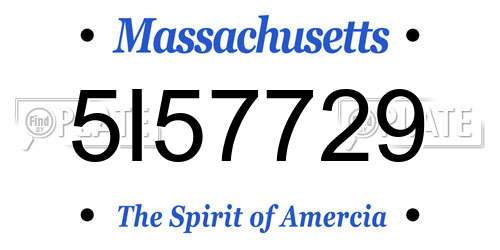 5I57729 Massachusetts License Plate