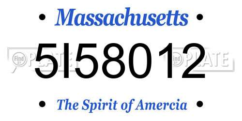 5I58012 Massachusetts License Plate