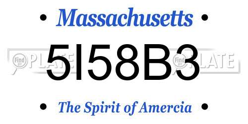 5I58B3 Massachusetts License Plate