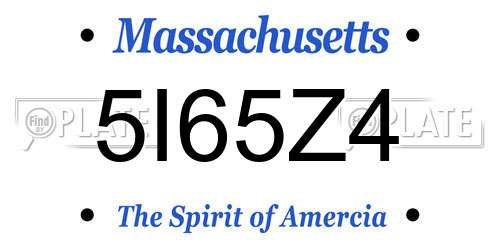 5I65Z4 Massachusetts License Plate