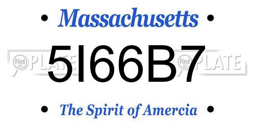 5I66B7 Massachusetts License Plate