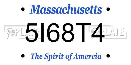 5I68T4 Massachusetts License Plate