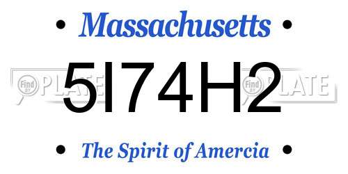 5I74H2 Massachusetts License Plate