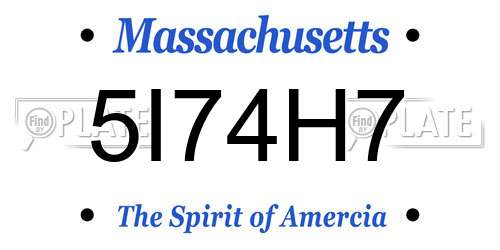5I74H7 Massachusetts License Plate