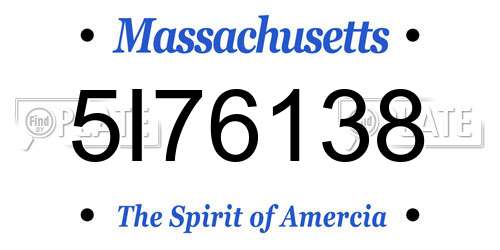 5I76138 Massachusetts License Plate