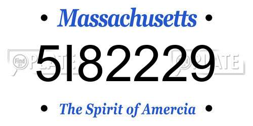 5I82229 Massachusetts License Plate