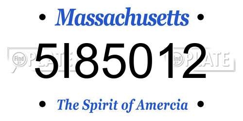 5I85012 Massachusetts License Plate