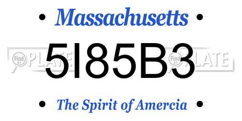 5I85B3 Massachusetts License Plate