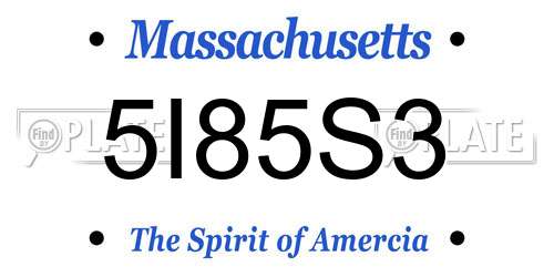 5I85S3 Massachusetts License Plate