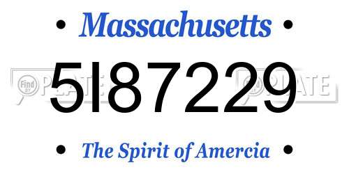 5I87229 Massachusetts License Plate