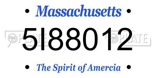 5I88012 Massachusetts License Plate