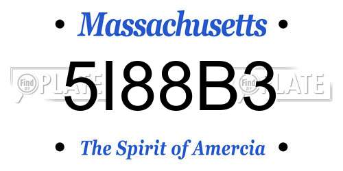 5I88B3 Massachusetts License Plate