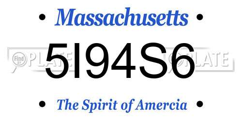 5I94S6 Massachusetts License Plate