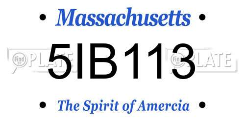 5IB113 Massachusetts License Plate