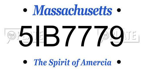 5IB7779 Massachusetts License Plate