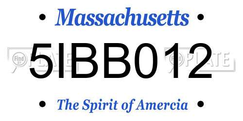 5IBB012 Massachusetts License Plate