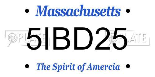 5IBD25 Massachusetts License Plate