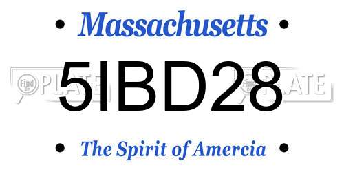 5IBD28 Massachusetts License Plate