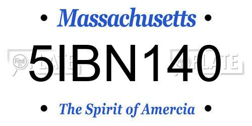 5IBN140 Massachusetts License Plate
