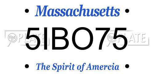 5IBO75 Massachusetts License Plate