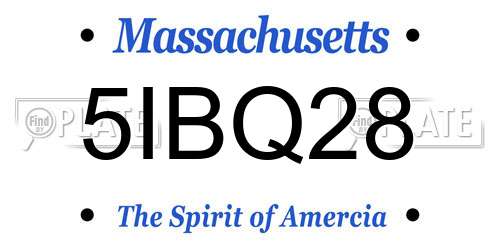 5IBQ28 Massachusetts License Plate