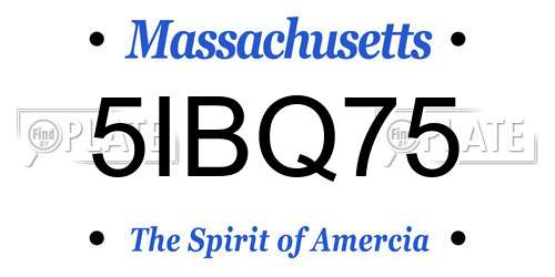 5IBQ75 Massachusetts License Plate