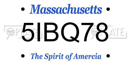 5IBQ78 Massachusetts License Plate